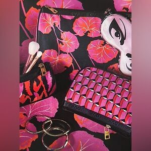 DVF x Target Black Pink Red White Geo 3 pack Travel Organizer Bag Set